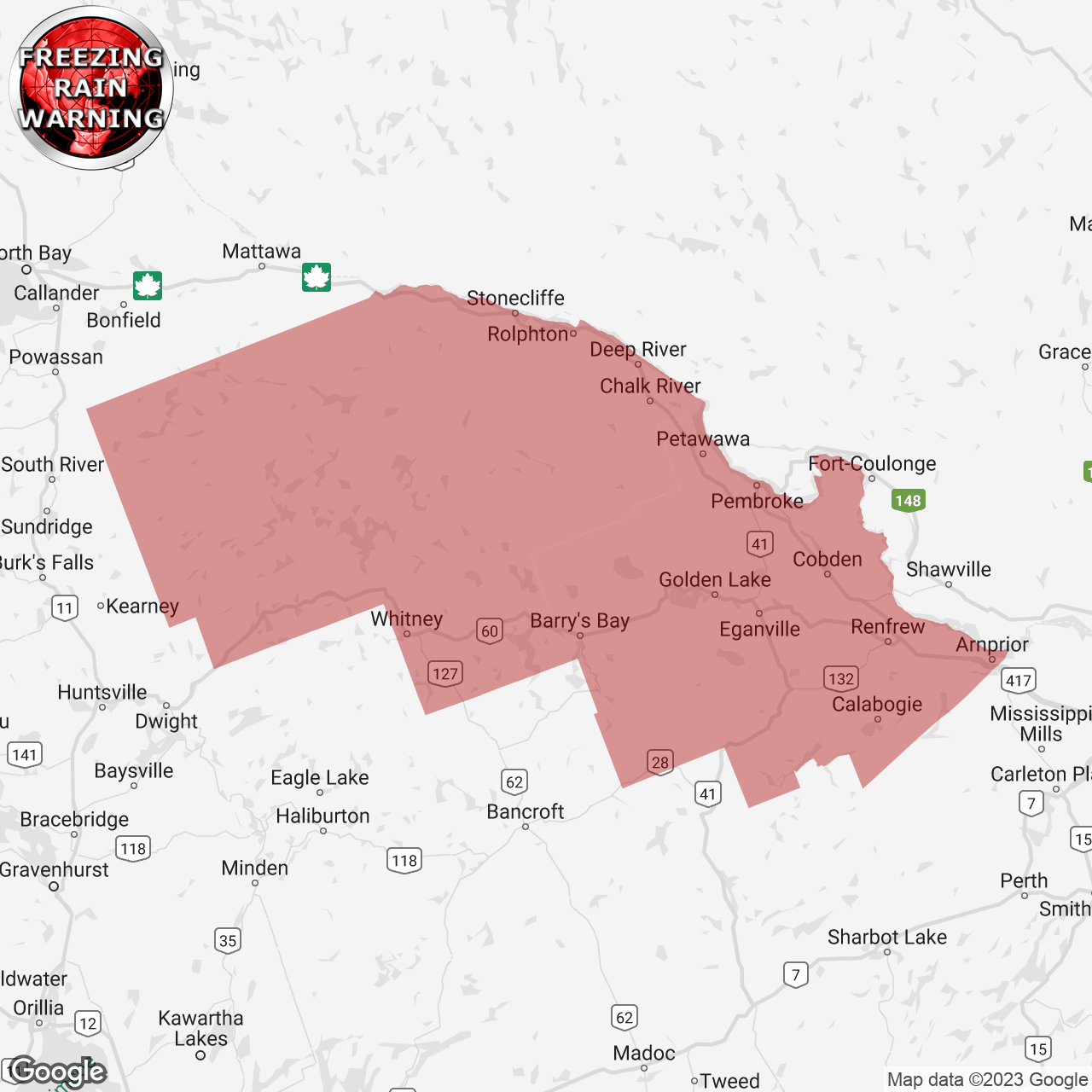 Freezing rain warning issued